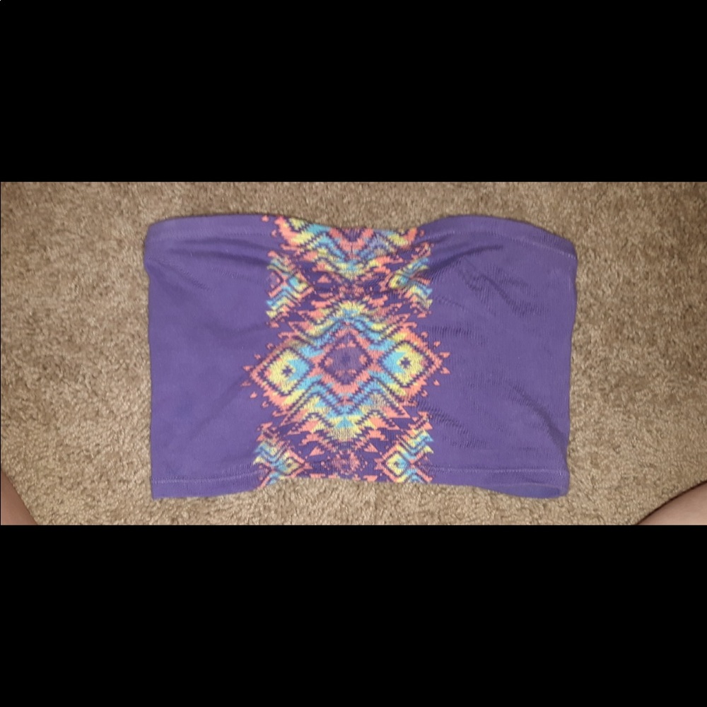purple and multi colored crop top/bandeau